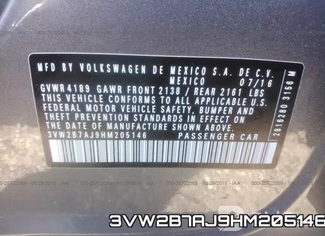 3VW2B7AJ9HM205146 фото 10