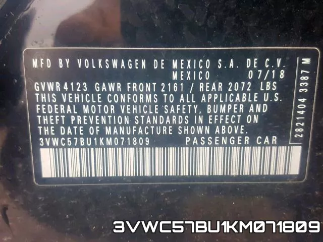 3VWC57BU1KM071809 фото 2