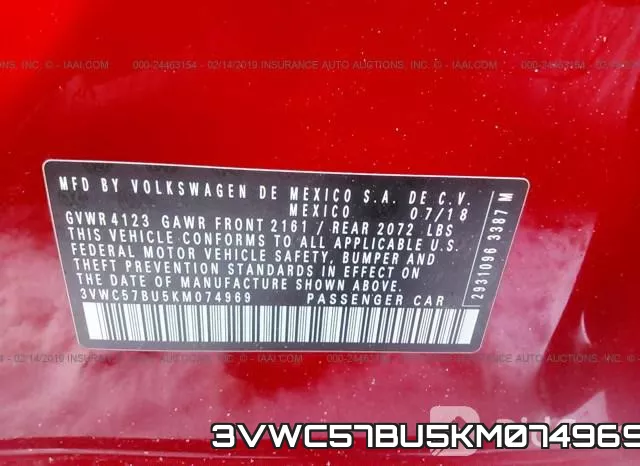 3VWC57BU5KM074969 фото 10