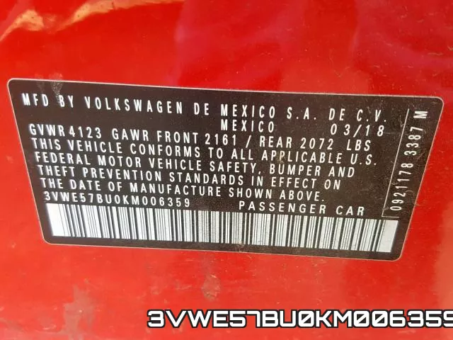 3VWE57BU0KM006359 фото 2