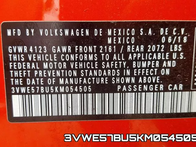 3VWE57BU5KM054505 фото 2