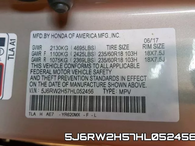 5J6RW2H57HL052456 фото 2