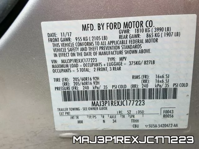 MAJ3P1REXJC177223 фото 2