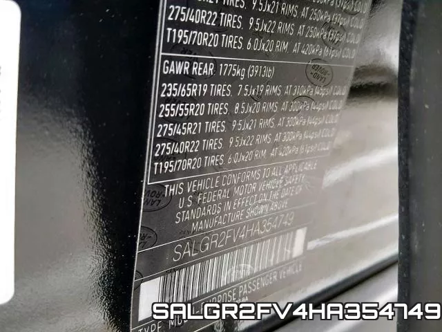 SALGR2FV4HA354749 фото 2
