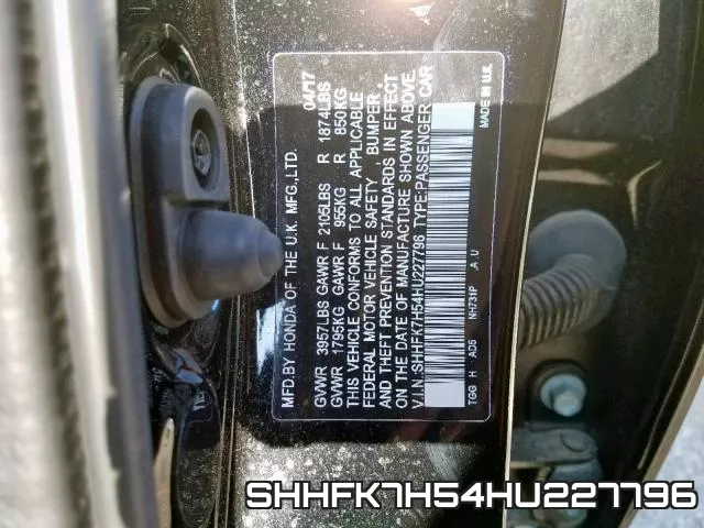 SHHFK7H54HU227796 фото 2