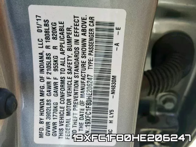 19XFC1F80HE206247 фото 2