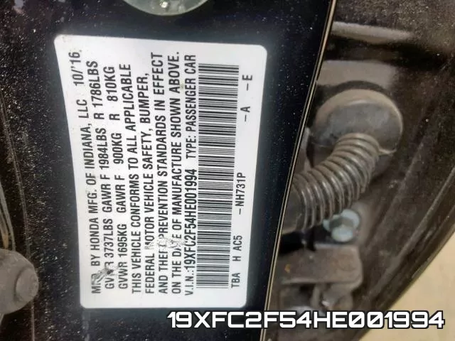 19XFC2F54HE001994 фото 2