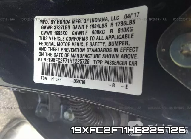 19XFC2F71HE225726 фото 10