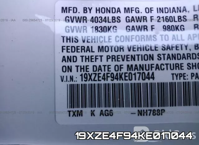19XZE4F94KE017044 фото 10