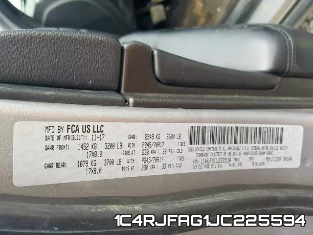 1C4RJFAG1JC225594 фото 2