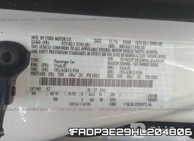 1FADP3E29HL204806 фото 10