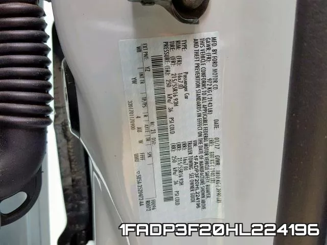 1FADP3F20HL224196 фото 2