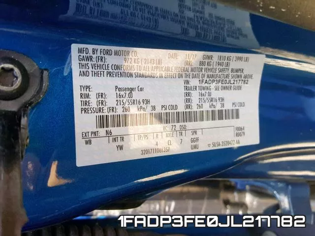 1FADP3FE0JL217782 фото 2