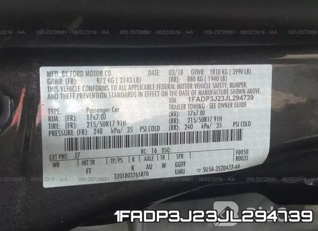 1FADP3J23JL294739 фото 10