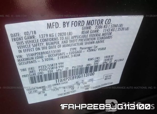 1FAHP2E89JG113100 фото 10