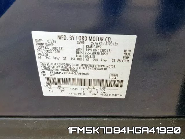 1FM5K7D84HGA41920 фото 2