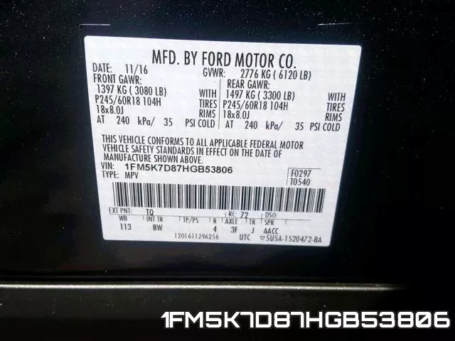 1FM5K7D87HGB53806 фото 2