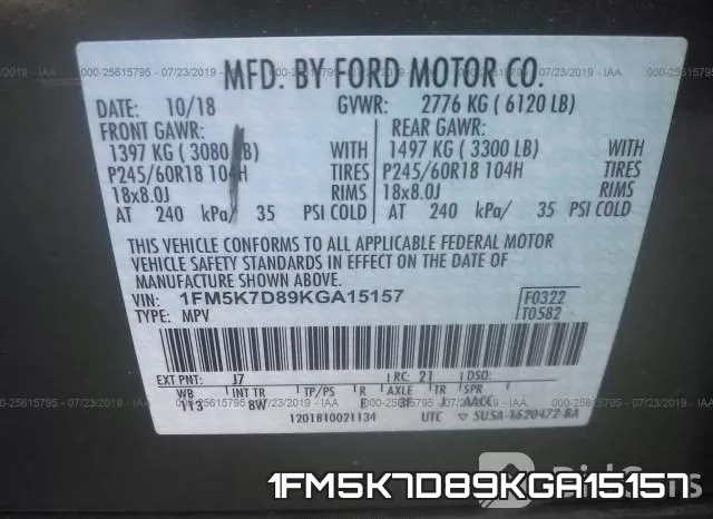 1FM5K7D89KGA15157 фото 10