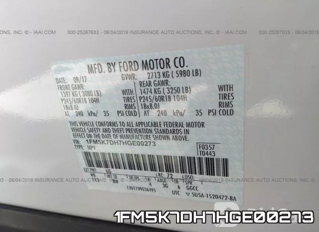 1FM5K7DH7HGE00273 фото 10