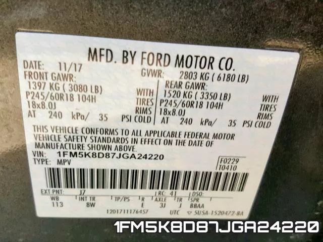 1FM5K8D87JGA24220 фото 2