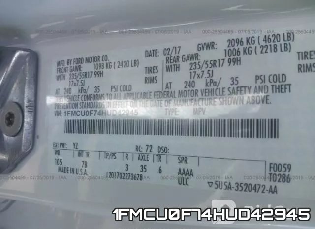 1FMCU0F74HUD42945 фото 9
