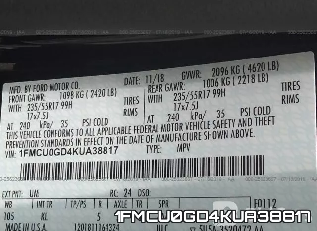1FMCU0GD4KUA38817 фото 10