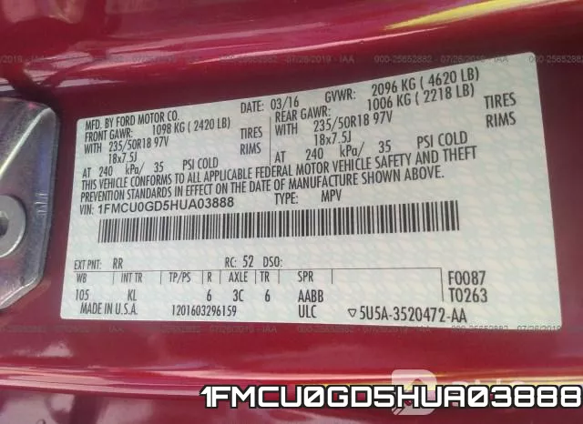 1FMCU0GD5HUA03888 фото 10