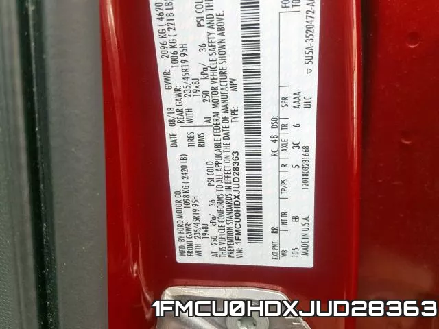 1FMCU0HDXJUD28363 фото 2