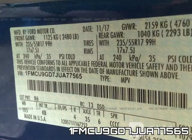 1FMCU9GD7JUA77565 фото 10