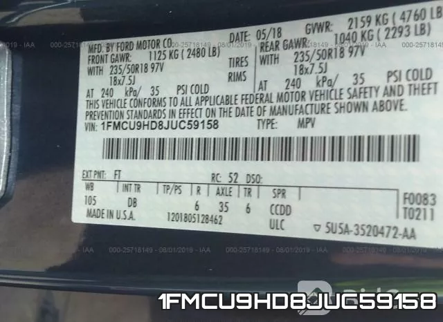 1FMCU9HD8JUC59158 фото 10