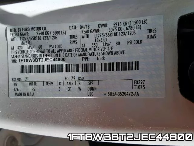 1FT8W3BT2JEC44800 фото 2
