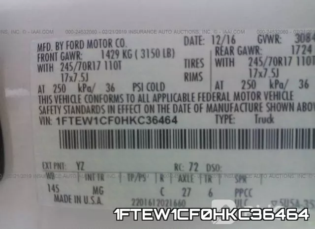 1FTEW1CF0HKC36464 фото 10