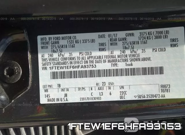 1FTEW1EF6HFA93753 фото 10