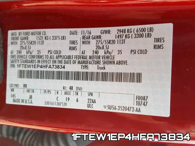 1FTEW1EP4HFA73834 фото 2