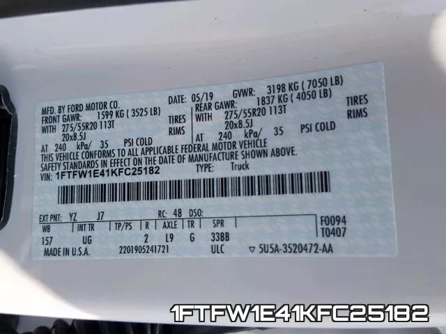 1FTFW1E41KFC25182 фото 2