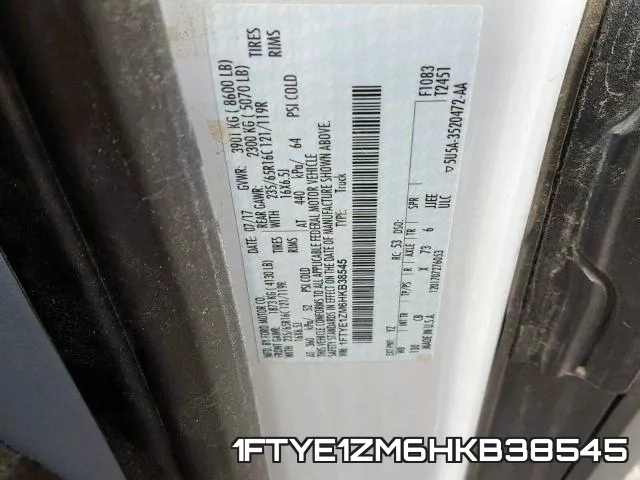 1FTYE1ZM6HKB38545 фото 2