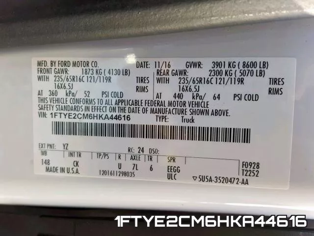 1FTYE2CM6HKA44616 фото 2
