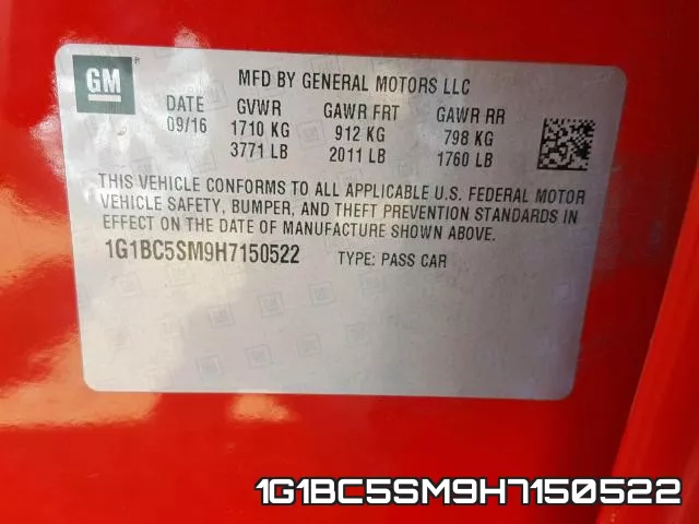 1G1BC5SM9H7150522 фото 2