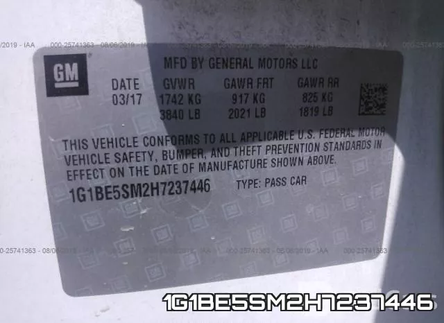1G1BE5SM2H7237446 фото 10