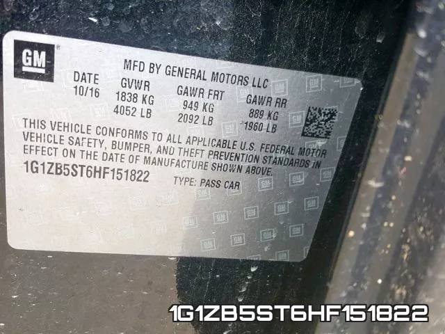 1G1ZB5ST6HF151822 фото 2