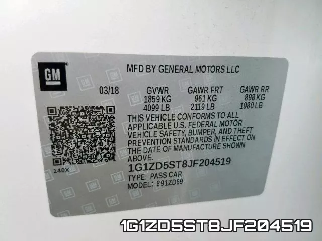 1G1ZD5ST8JF204519 фото 2