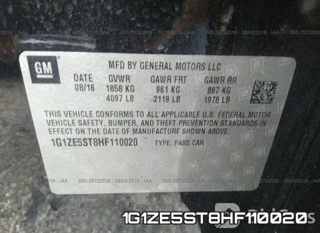 1G1ZE5ST8HF110020 фото 10