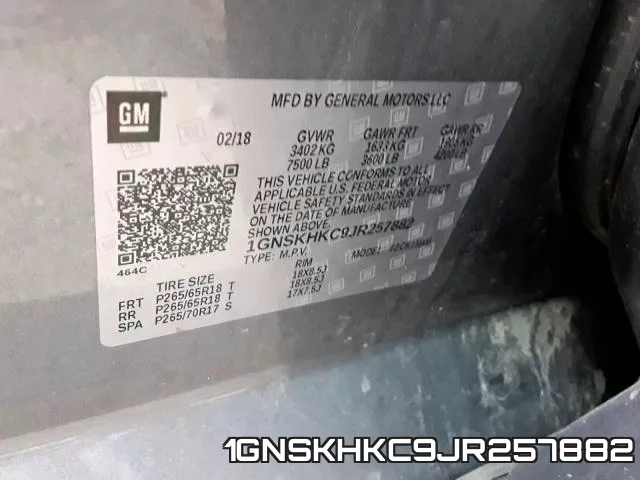 1GNSKHKC9JR257882 фото 2