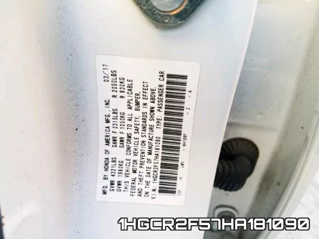 1HGCR2F57HA181090 фото 2