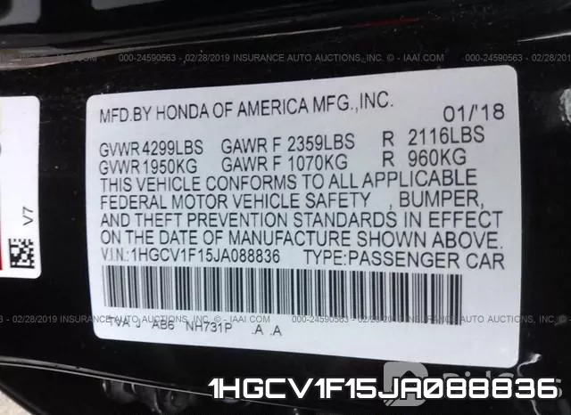 1HGCV1F15JA088836 фото 10