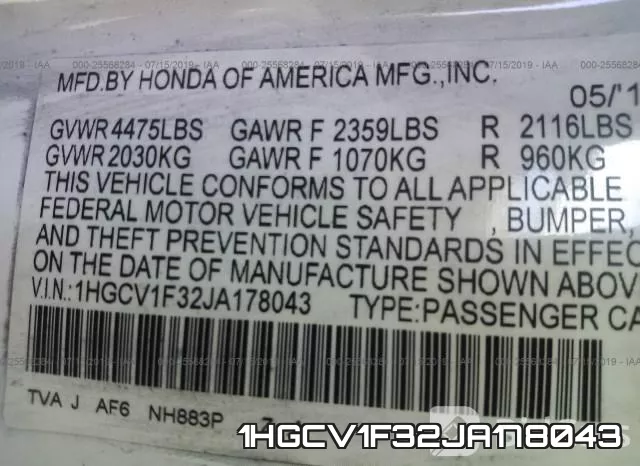 1HGCV1F32JA178043 фото 10