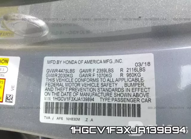 1HGCV1F3XJA139894 фото 10