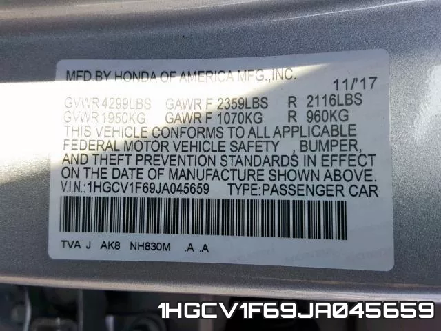 1HGCV1F69JA045659 фото 2