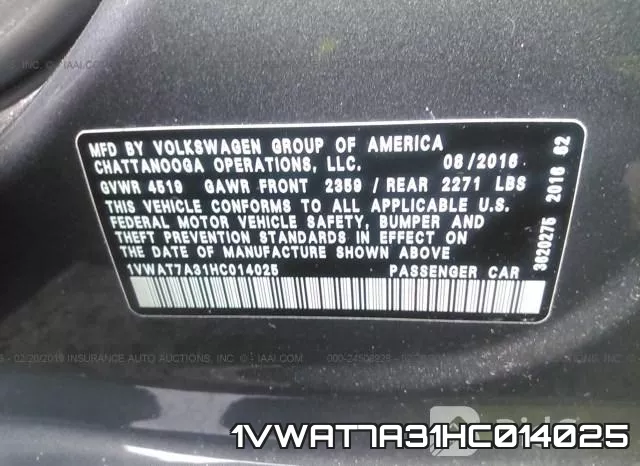 1VWAT7A31HC014025 фото 10