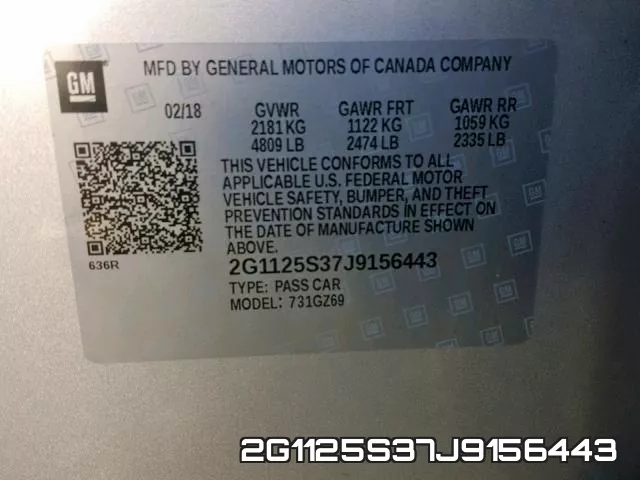 2G1125S37J9156443 фото 2
